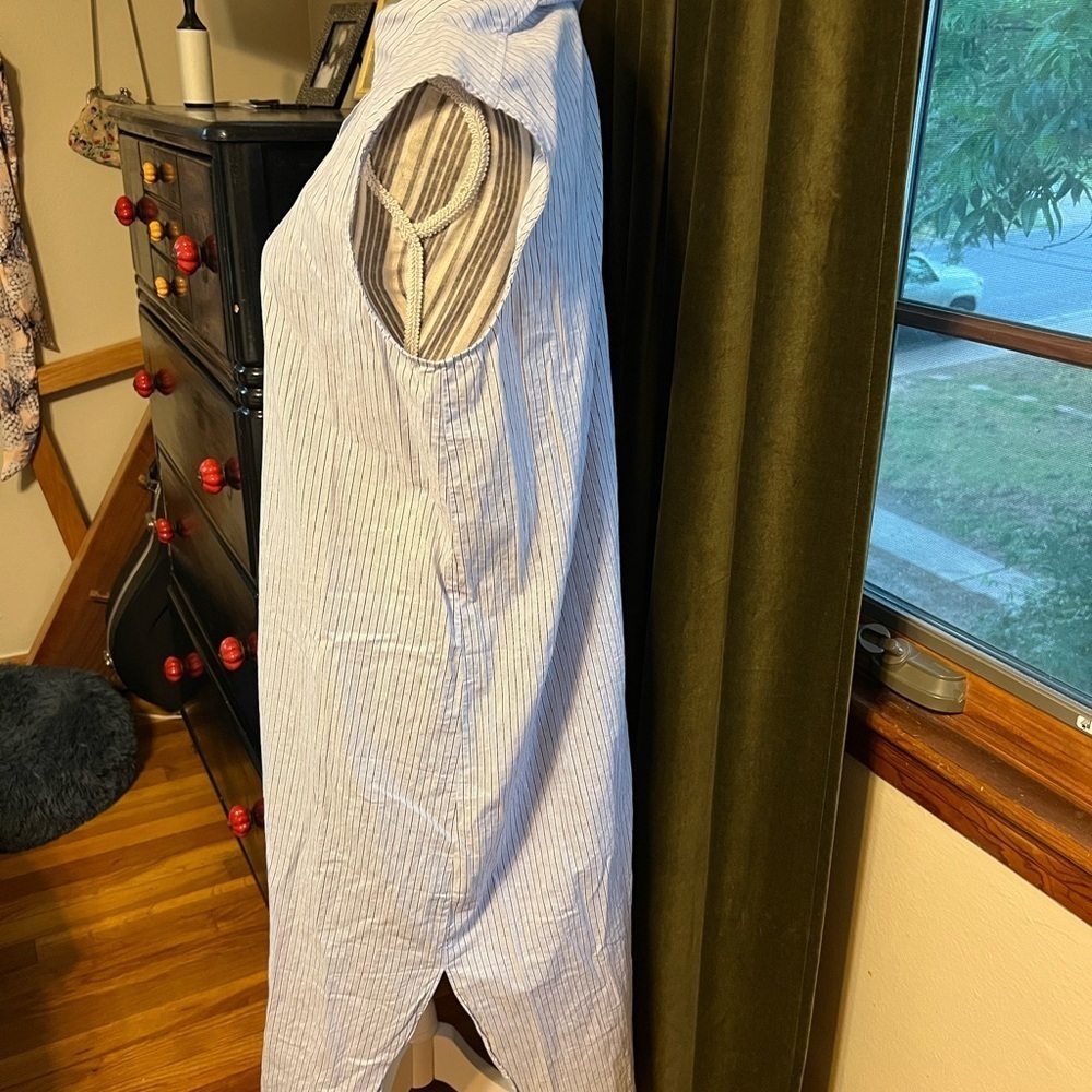 H&M Blue and White Tunic Maxi Striped Shirt Dress small - Picture 2 of 7